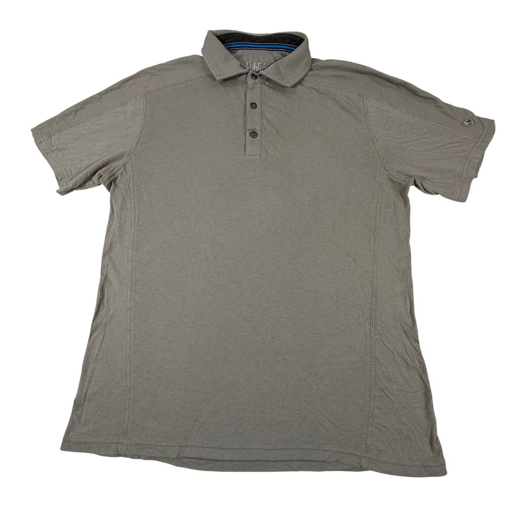 Kuhl Dry Cotton Blend Short Sleeve Polo Shirt Stone Gray Men’s Sz Md